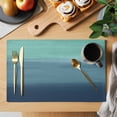thumbnail image 2 of Placemats Set of 8, Teal Blue Ombre Woven Placemat, Linen Place Mats for Kitchen/Dining Tables, Modern Abstract Art Texture Washable Table Mats for Party, 2 of 8
