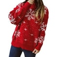 thumbnail image 1 of Gibobby Suéter Divertido navideños Suéter grueso de Otoño/Invierno para mujer, suéter de Navidad de Año Nuevo, de punto de manga larga con cuello redondo y de nieve (Rojo, XL), 1 of 5