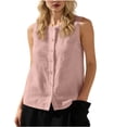 thumbnail image 2 of Babysbule Women's Sleeveless Button Down Blouse, Casual Round Neck Linen Look Tank Top for Summer Daily and Vacation Wear, 2 of 6