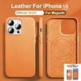 thumbnail image 2 of Official MagSafe Leather Case for Apple iPhone 16 Pro Max 13 12 14 15 Plus Original Strong MacSafe Magnetic Cover Accessories Cherry for iPhone 15 Plus, 2 of 6
