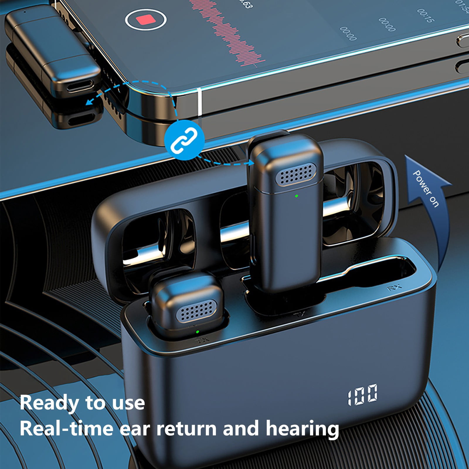 IUYT6 Wireless Lavalier Microphone , 2 Mini Microphones Wireless Lapel Microphone For Android/IOS Video Recording, Interview, Vlog (Black) Daily Gift