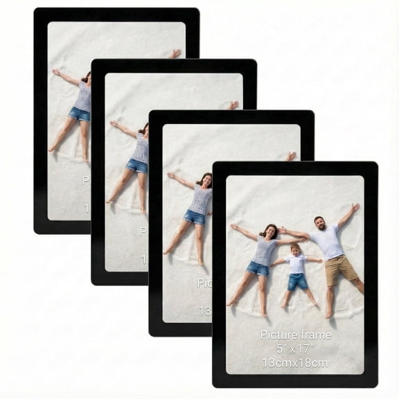 5x7 Picture Frame Set of 4, Black 5x7 Photo Frame for Tabletop or Wall Display