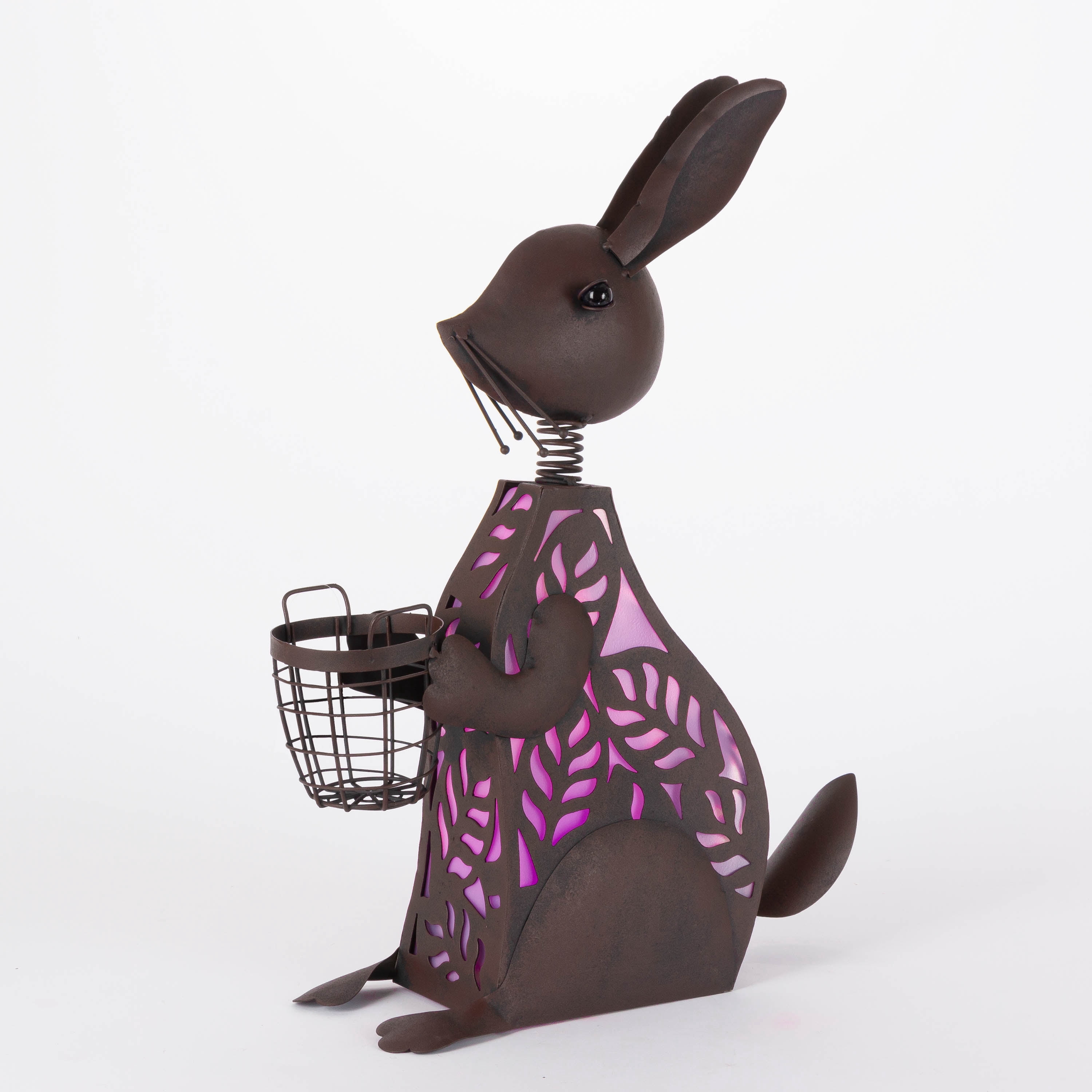 Better Homes & Gardens 19.29"H Metal Coffee Brown Solar Rabbit