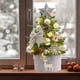thumbnail image 4 of Mini Árbol de Navidad Flocado de 45 Cm de Pino Artificial Blanco con Luces Led | Pequeña Decoración Navideña de Escritorio | Base de Madera Estable | Ideal para Apartamentos, Dormitorios, Oficinas, M, 4 of 6