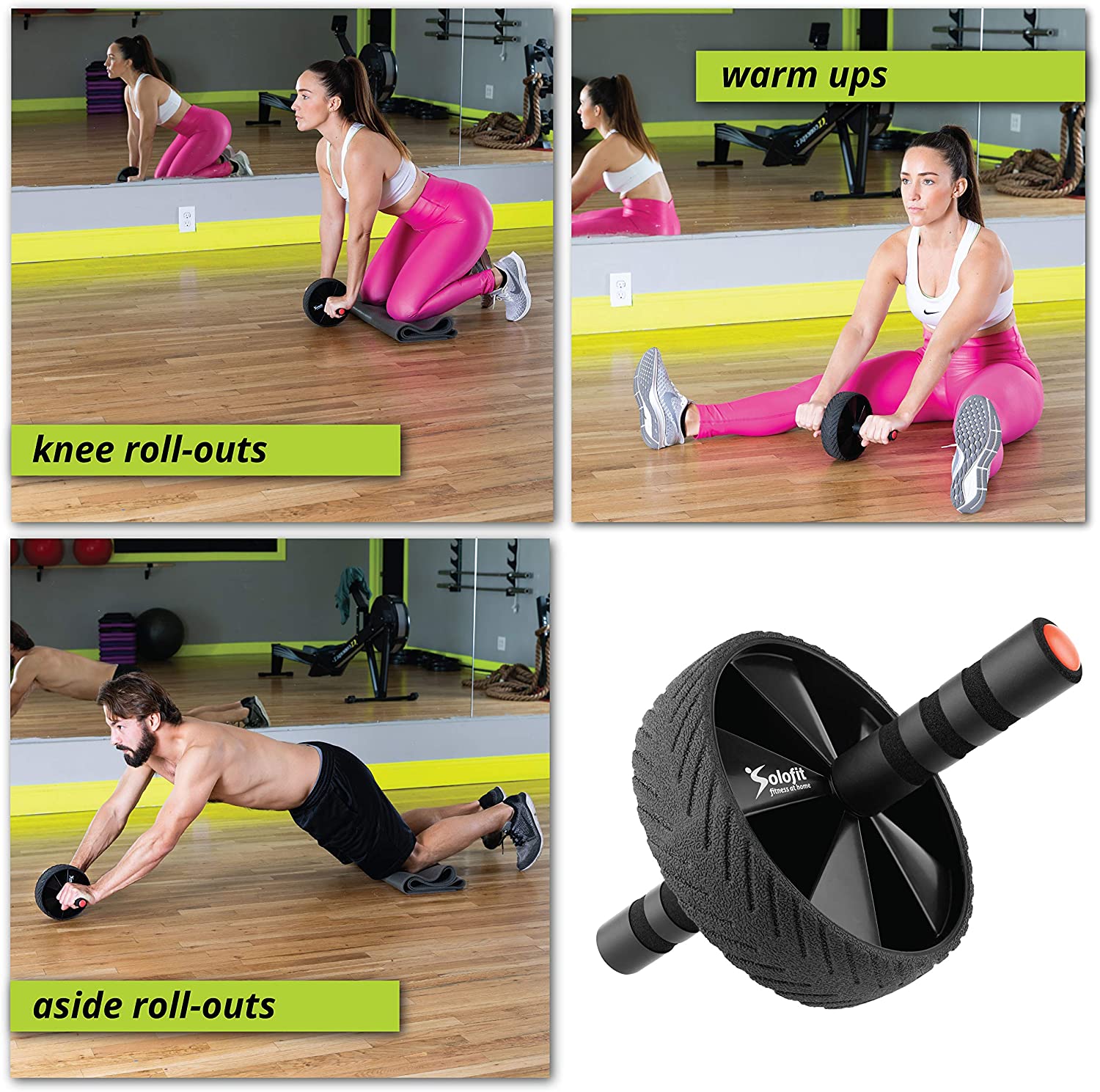 SoloFit Ab Roller Wheel for Abs Workout – Fitness Abdominal Trainer Exercise Equipment - image 3 of 7