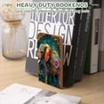 thumbnail image 7 of Bookends 1 Pair Non-Skid Bookend Wood Bookends for Shelves Book Stand for CDs - Beautiful Elephant With Colorful Patterns, 7 of 7