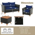 thumbnail image 3 of Gymax 8 PCS Wicker Patio Furniture Set w/ Removable Cushions Storage Coffee Table Navy, 3 of 9
