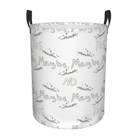 LNWH Laundry Basket, Yes Graffiti Pattern Foldable Laundry Hamper With Handles Waterproof, Small Size