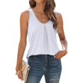 thumbnail image 6 of Baqcunre Tank Tops Women's Fashion Solid Round Neck Swallowtail Sleeveless Top Going Out Tops Plus Size Tops White M, 6 of 9