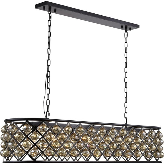 Island Pendant MADISON 7-Light Mocha Brown Golden Teak Smoky Crystal Gol EL-3533