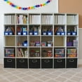thumbnail image 5 of Household Essentials Fabric Storage Bins 6 Piece Set, Strong Poly-Woven Fabric, Sturdy Chipboard Sides, Grommet Front Handle, Stackable and Foldable, Classic Design, Black, 5 of 7