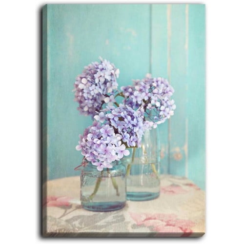 Jar of Blue Hydrangeas Oil Painting Paper Canvas Print Poster Wall Art or