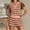 Pink, variant on Women's Shorts Suits 2 Piece Striped Ruffle Short Sleeve Polo V Neck Shirts Outfits Lightweight Summer Casual Vacation Loose Sets