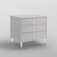 thumbnail image 6 of Sunniva Light Grey Side Table - 3 Drawers, High Gloss Finish, Acrylic Knob and Acrylic Leg with Gold Tip, 6 of 10