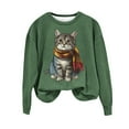thumbnail image 2 of Sweatshirts For Women 2024 Fall Outfit Trendy Cute Printed Shirt Loose Fitting Round Neck Long Sleeve Hoodless Sweatshirts Tops Army Green L, 2 of 4