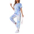 thumbnail image 4 of INSPIRE CHIC Women's Pajamas Set Soft Sleepwear Tie Dye T-shirt with Pants Sweatsuit Outfits with Pocket M Multicolor, 4 of 6