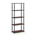 thumbnail image 2 of Furinno 23.6 W x 11.6 D x 57.4 H 5-Shelf Decorative Shelves, Dark Cherry and Black, 2 of 6