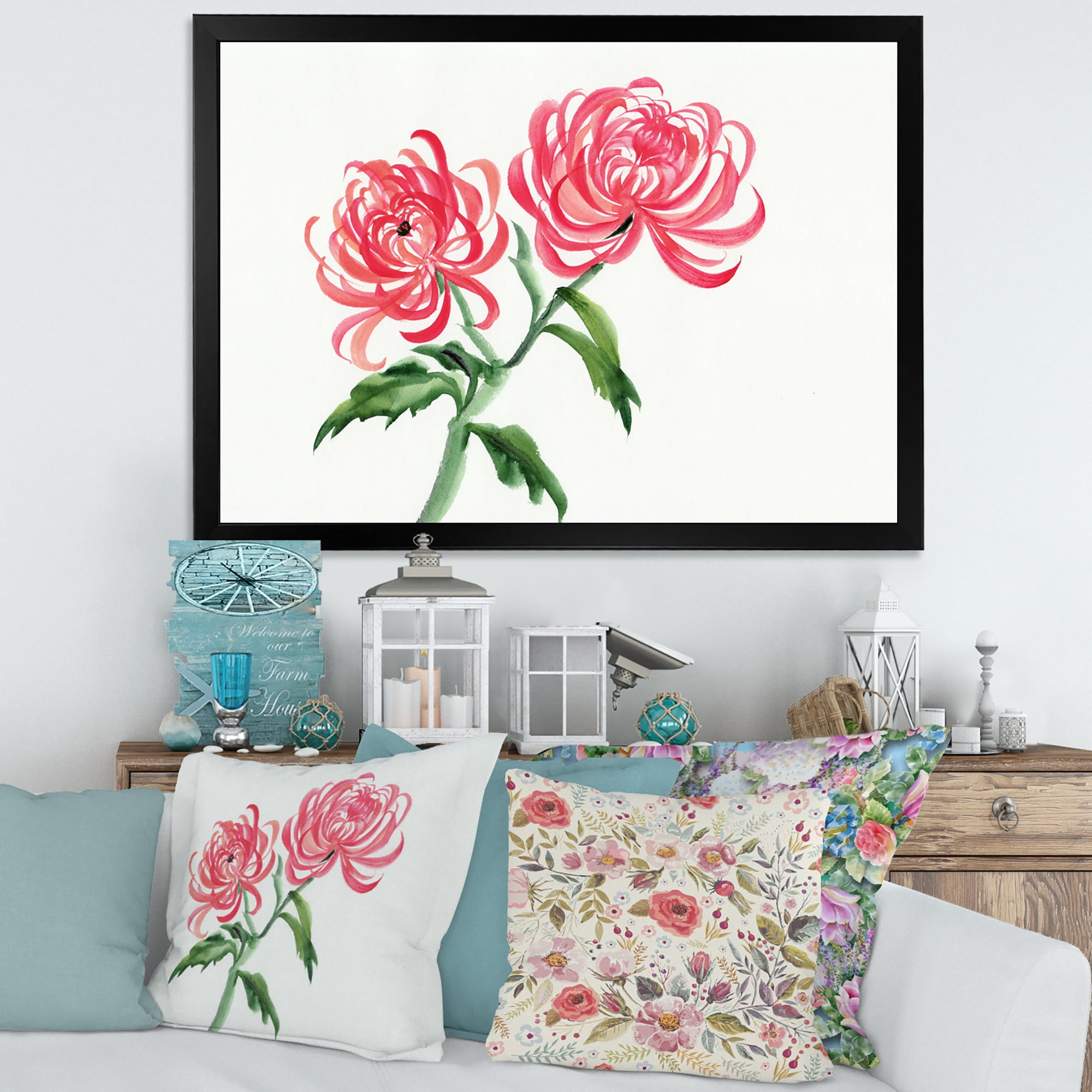 Designart 'Ancient Purple Chrysanthemum Flower' Traditional Framed Art Print