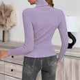thumbnail image 3 of Lumtrix Women's Turtleneck Sweaters Long Sleeve Ribbed Basic Tees Shirts Slim Fitted Underwear Tops Lightweight Fall Casual Pullover Purple XL, 3 of 5