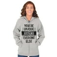 thumbnail image 4 of Unique Like Everyone Else Funny Unisex Fleece Graphic Zip Up Hoodie Brisco Brands 3X, 4 of 5