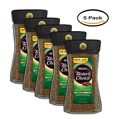 PACK OF 5 Nescafe Taster's Choice Instant Coffee Decaf House Blend, 7