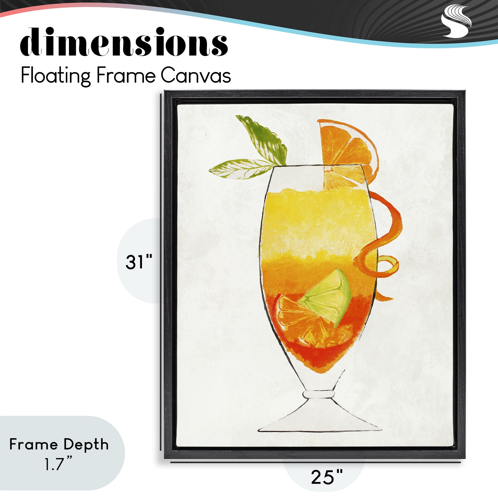 Stupell Industries Summer Cocktail Orange Fruit Black Framed Floater Canvas Wall Art, design by Lorenzo Collective