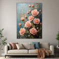thumbnail image 6 of Mudket Blush Pink Rose Canvas Wall Art, flower poster, Framed Floral Print, Vintage Flower Wall Decor for Living Room Bedroom, Ready to Hang - 12"L x 8"W, 6 of 10