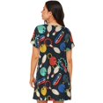 thumbnail image 3 of Horeoi Bowling Ball Print Women's Short-sleeved Nightdress Breathable Cotton-like Material Loose A-line Knee-length, 3 of 6
