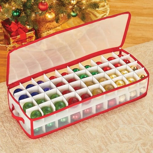 Clear Ornament Storage Box with Adjustable Dividers80 count Walmart