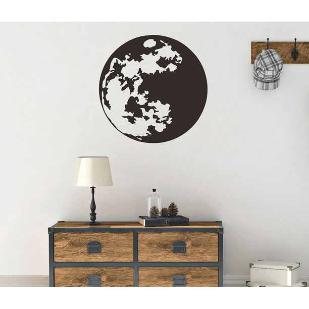 Full Moon Decor for Bedroom Nursery Kids Room Vinyl Full Moon Wall Decal Space Wall Stickers