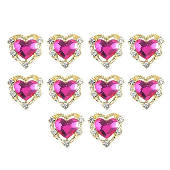 huanledash 10Pcs Nail Art Rhinestone Shining Manicure Decoration DIY Diverse Styles 3D Crown Heart Nail Charm Nail Salon Accessories