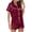 Wine 2 piece outfit for women, variant on Usmixi Womens 2 Piece Sleepwear Comfy Silky Satin Pajamas Homewear Sets Casual Button Down Short Sleeve Tops and Shorts Lounge Sets with Pocket under $5