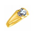 thumbnail image 3 of RYLOS Mens Rings Yellow Gold Plated Silver Classic Design 7X5MM Oval Gemstone & Diamond  Aquamarine March Birthstone Ring Size 9, 3 of 6