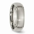 thumbnail image 4 of Solid Titanium Ridged Edge 7mm Matte Brushed Finish and Plain Classic Wedding Band Ring Comfort-Fit Size 6, 4 of 7