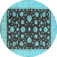 thumbnail image 1 of Ahgly Company Indoor Round Oriental Light Blue Industrial Area Rugs, 3' Round, 1 of 4