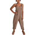 thumbnail image 6 of UDAUDU Womens Rompers Casual Dressy Jumpsuits Loose Fit Sleeveless Baggy Harem Pants Romper Jumpers Summer Outfits Camel S, 6 of 7