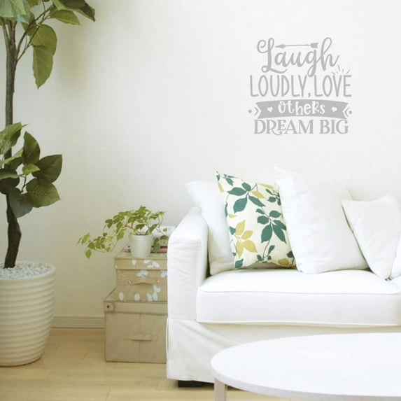 VWAQ Laugh Loudly, Love Others, Dream Big Inspirational Wall Decal Motivational Quote Sticker