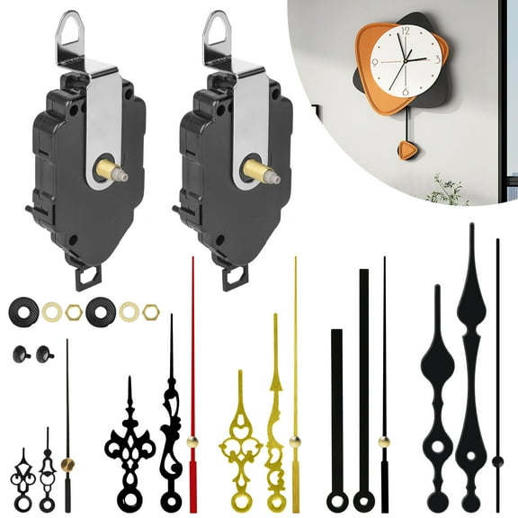 TSV 2pcs Pendulum Clock Mechanism Kit, Quartz DIY Clock Replacement Set with 6pairs Hands