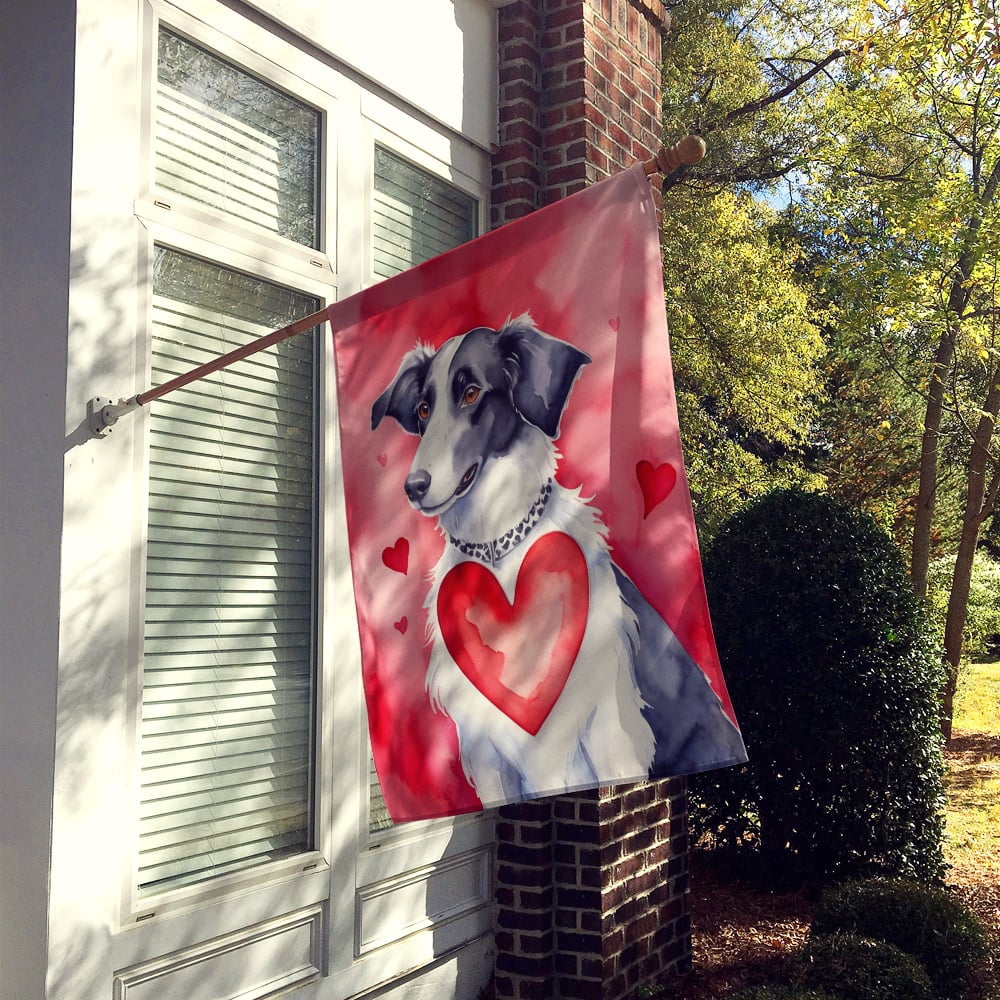 Borzoi My Valentine House Flag 28 in x 40 in