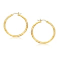 thumbnail image 1 of 14k Yellow Gold Fancy Diamond Cut Hoop Earrings (35mm Diameter), 1 of 2