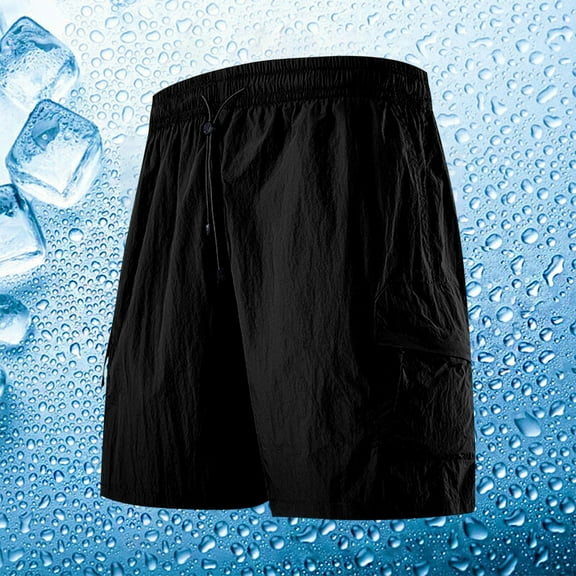 ZKCCNUK Men's Shorts Summer Casual Solid Color Portable Pockets Drawstring Elastic Waist Zipper Comfortable Shorts Cargo Pant M-4XL