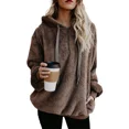 thumbnail image 3 of Audvoi Women Long Sleeve Hoodie Hooded Ladies Fluffy Fleece Sweater Pullover Plus Size Women Zipper Sweatshirt Plain Jumper Tops With Pockets, 3 of 3