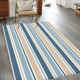 thumbnail image 3 of Khaki Blue Striped Area Rug 4x6 Washable Rug Non Slip Farmhouse Stripes Modern Abstract Art Large Area Rug Indoor Floor Carpet for Entryway Bedroom Kitchen Living Room Home Office Dining Room Nursery, 3 of 8