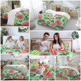thumbnail image 5 of Queen 4 Piece Bedding Set Summer Watermelon Green Monstera Leaf Soft Breathable Duvet Cover and Pillowcase,Tropical Plant Watercolor Duvet Cover Set Bed Sheets for Bedroom Dormitory Guest Room, 5 of 9