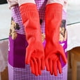 thumbnail image 3 of 1 par de guantes de goma flexibles y cómodos para limpiar platos rojos, guantes largos de goma para lavar platos, accesorios de limpieza de cocina, 3 of 5
