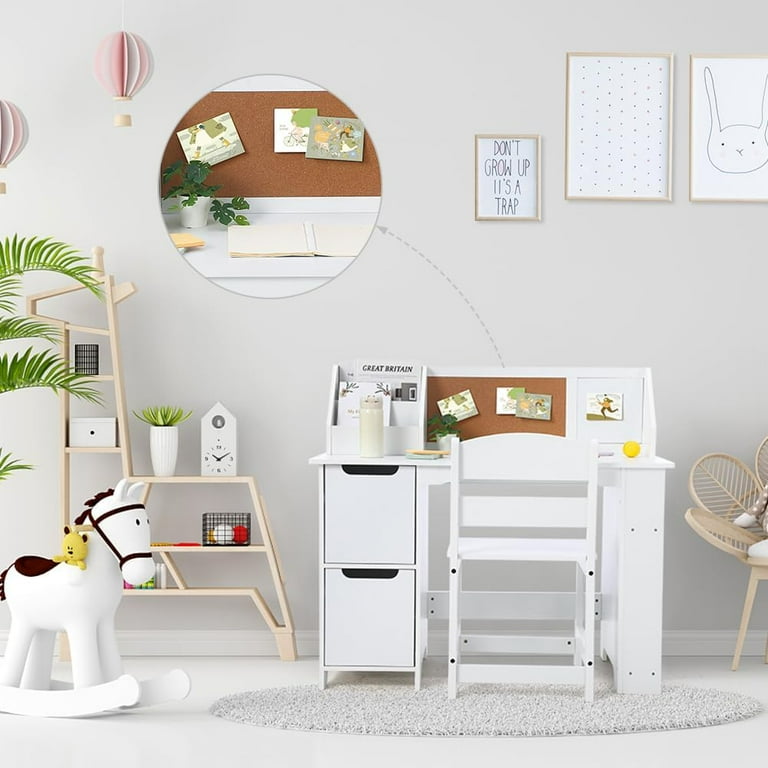 Desk Chair For Girls Wooden White Study Desk For Children With Chair ...