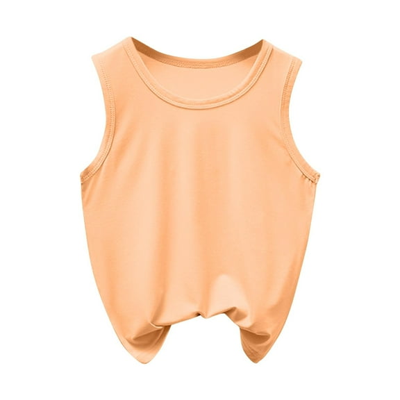 TEAJOPSUU Toddler Kids Tank Tops Soft Modal Sleeveless Tops for Girls Boys Solid Color Round Neck Basic Tee Shirt 2-12 Years Orange