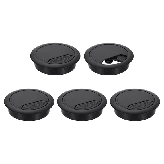 5 Pack 60mm (2.36 Inch) Desk Grommet, Plastic Cable Hole Cover, Wire Cord Cable Organizer, Black