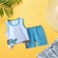 thumbnail image 2 of Kaprioy Summer Outfits Set For Kids Boys Baby Toddler Cartoon Outfits Vest Sleeveless Printed Dinosaur Tops+Shorts Boys' Shorts Sets, 2 of 5