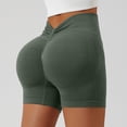 thumbnail image 4 of Domuza Womens Workout Impact Shorts V Back Butt Lifting Tummy Control Gym Shorts Comfy Running Seamless Booty Biker Shorts Green L, 4 of 8